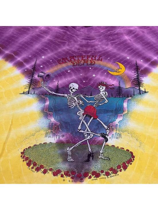Vintage Rare 1990 Grateful Dead Dancing Skeletons Tie-Dye T-Shirt sizd XL - Picture 2 of 9